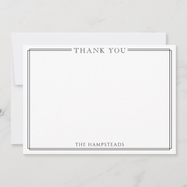 Family or Couples Elegant Black White Thank You Card (Front)