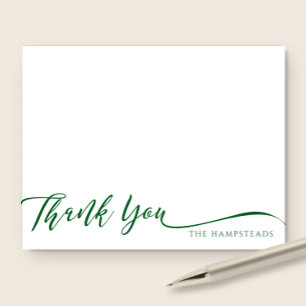 Family or Couples Elegant Green Script Stationery Thank You Card