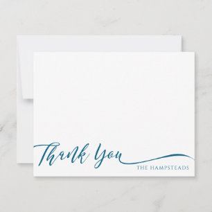 Family or Couples Elegant Script Blue Stationery Thank You Card