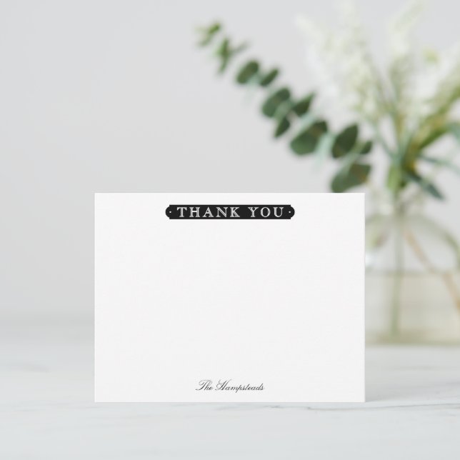 Family or Couples Formal Black & White Stationery Thank You Card (Standing Front)