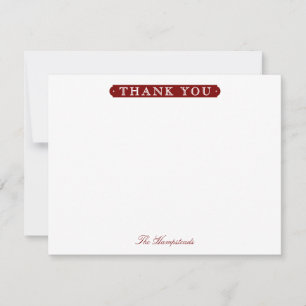 Family or Couples Formal Dark Red Stationery Thank You Card