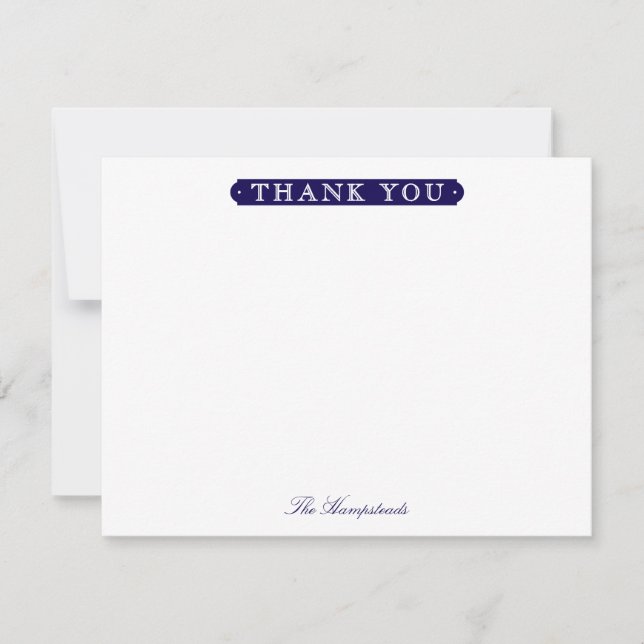 Family or Couples Formal Navy Blue Stationery Thank You Card (Front)