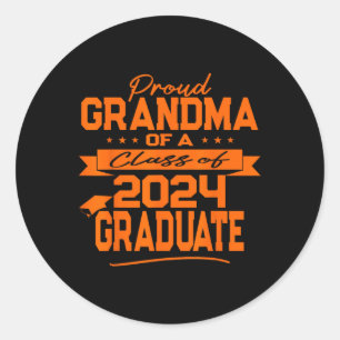 Family Orange Proud Grandma Cl Of 2024 Graduate Classic Round Sticker