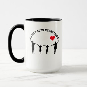 Family Over Everything Mug with Silhouette Design 