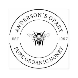 Family Owned Apiary Rustic Round Honey Rubber Stamp