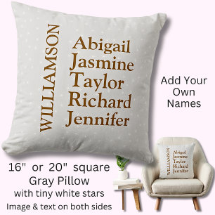 Family Parents Children Kids Names Surname Grey Cushion
