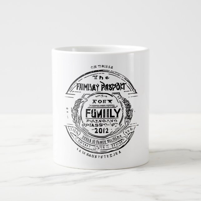 Family Passport Stamp Personalised Custom Travel  Large Coffee Mug (Front)