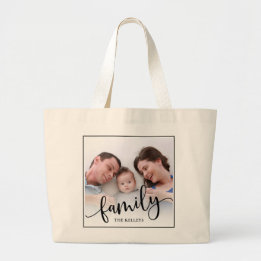 Family, Personalised Custom Full Photo Framed Large Tote Bag