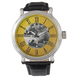 Family personalised golden vintage Photo / custom  Watch