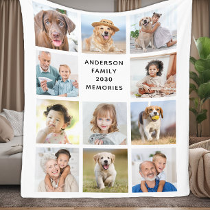 Family Personalised Modern 11 Pictures Collage Fleece Blanket