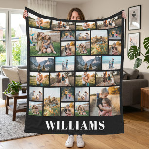 Family Personalised Name Custom Photo Collage Fleece Blanket