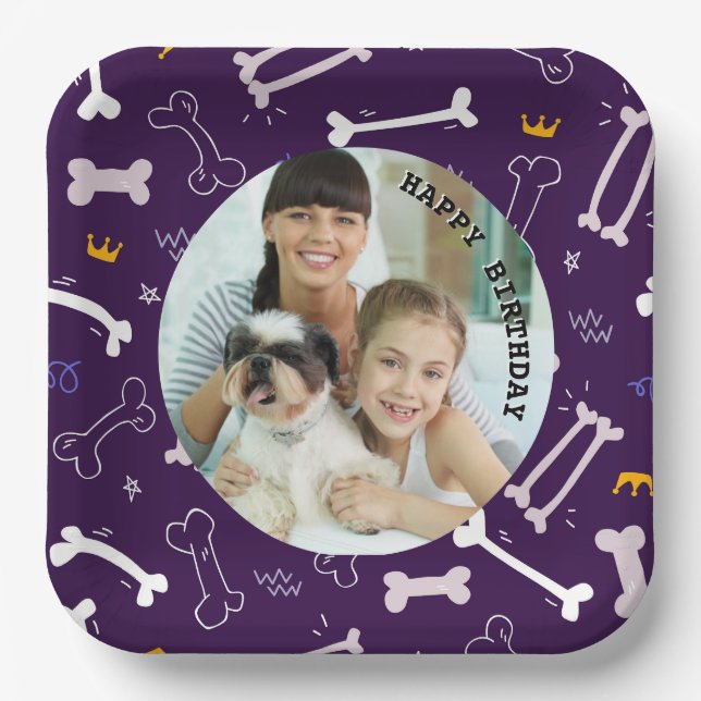 Family Personalised Photo birthday  Paper Plate (Front)
