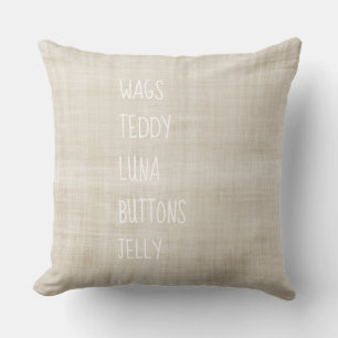 Family PET NAMES Home Decor Timeless Keepsake Cushion