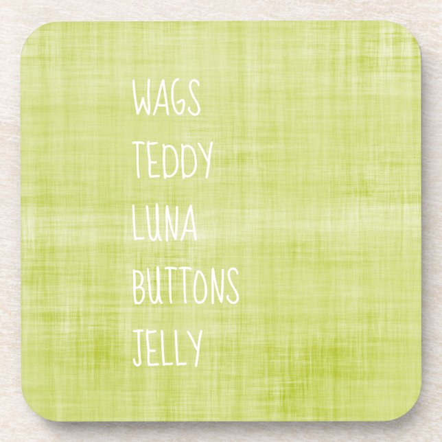 Family Pet NAMES Timeless Keepsake Decor Lime Fun Coaster (Front)