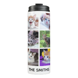 Family Pet Photo Collage Thermal Tumbler