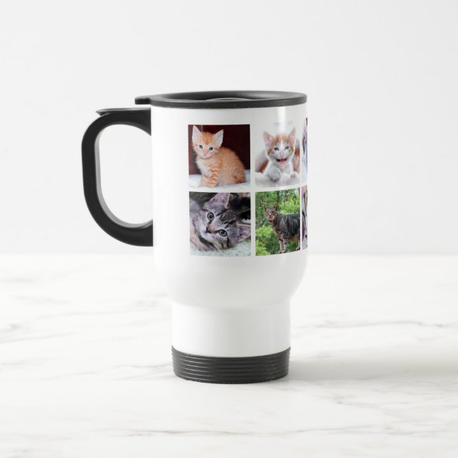 Family Pet Photo Collage Travel Mug (Left)