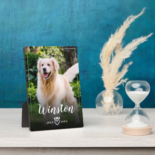 Family Pet Photo Memorial Keepsake Paw Print Heart Plaque (Side)