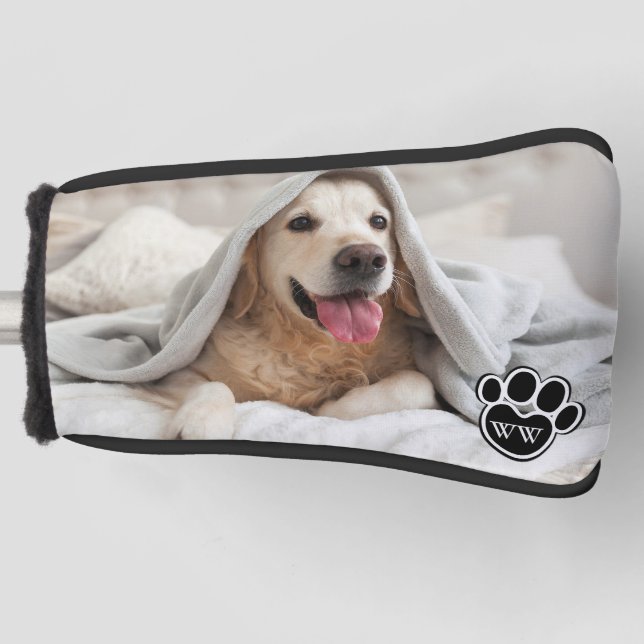 Family Pet Photo Monogram PUTTER Golf Head Cover (Front)