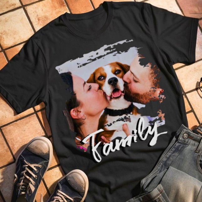 Family Pet Selfie Photo Template Basic T-Shirt (Creator Uploaded)