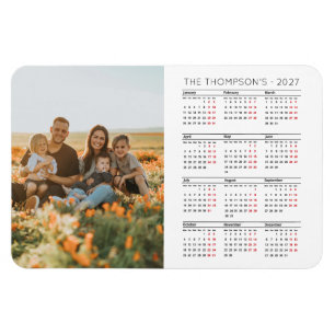 Family Photo 2024 Calendar 12 Month Monogram Magnet