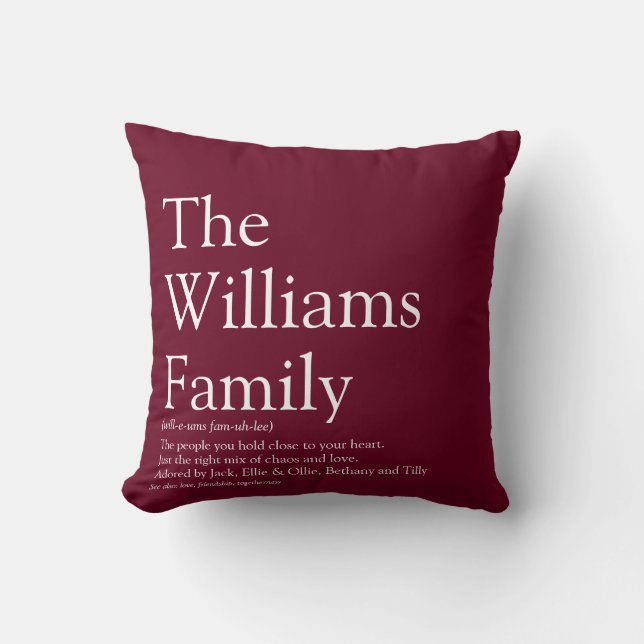 Family Photo and Definition Modern Cushion (Front)