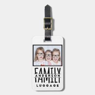 Family Photo and Name Personalised Template Modern Luggage Tag