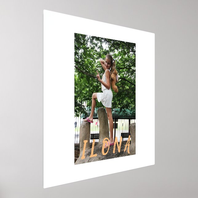 Family Photo and Name thin Border Gold or Silver  Foil Prints (Laydown)