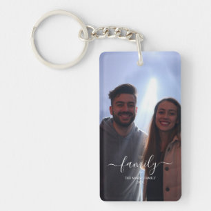 family Photo and Text 2 Photo Collage Key Ring