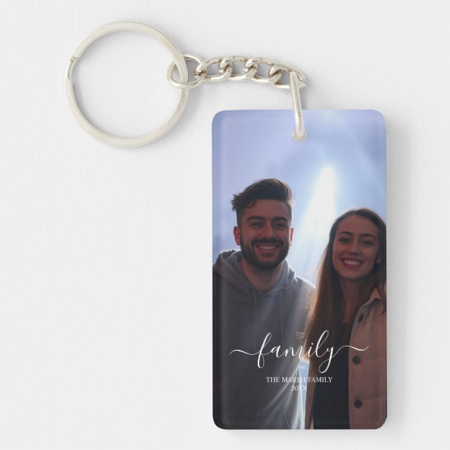 family Photo and Text 2 Photo Collage  Key Ring (Front)