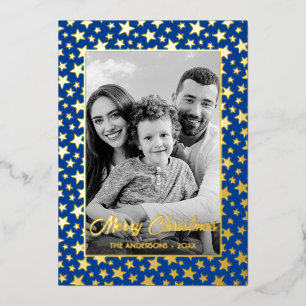 Family Photo   Auto Convert pic to Black and White Foil Holiday Card