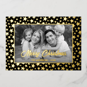 Family Photo   Auto Convert pic to Black and White Foil Holiday Card