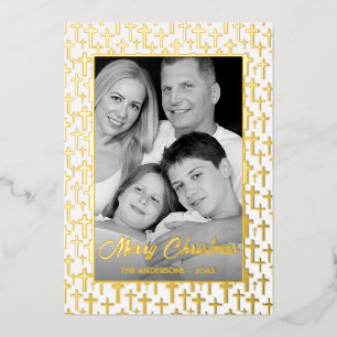 Family Photo   Auto Convert pic to Black and White Foil Holiday Card