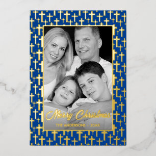 Family Photo   Auto Convert pic to Black and White Foil Holiday Card