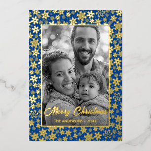 Family Photo   Auto Convert pic to Black and White Foil Holiday Card
