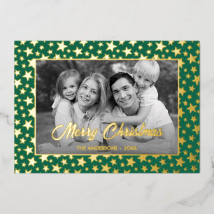Family Photo Auto Convert pic to Black and White Foil Holiday Card