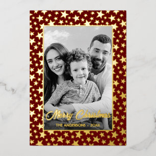Family Photo   Auto Convert pic to Black and White Foil Holiday Card