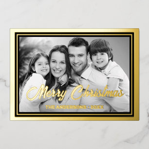 Family Photo   Auto Convert pic to Black and White Foil Holiday Card