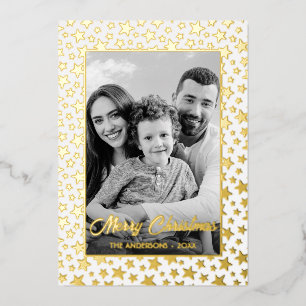 Family Photo   Auto Convert pic to Black and White Foil Holiday Card