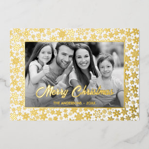 Family Photo   Auto Convert pic to Black and White Foil Holiday Card