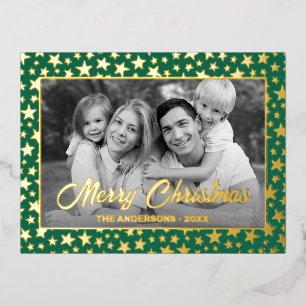 Family Photo   Auto Convert pic to Black and White Foil Holiday Postcard