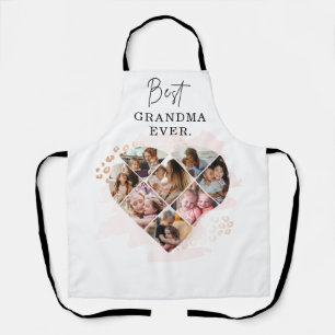 Family Photo Best Grandma Ever Heart Shape 8 Photo Apron