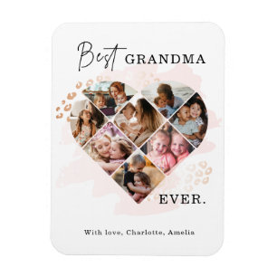 Family Photo Best Grandma Ever Heart Shape 8 Photo Magnet