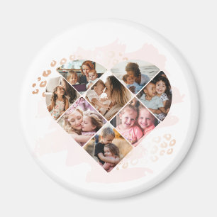 Family Photo Best Grandma Ever Heart Shape 8 Photo Magnet