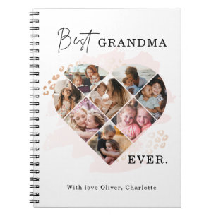 Family Photo Best Grandma Ever Heart Shape 8 Photo Notebook