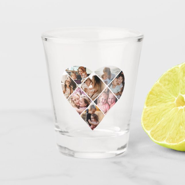 Family Photo Best Grandma Ever Heart Shape 8 Photo Shot Glass (Front)