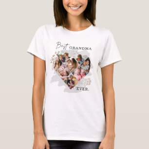 Family Photo Best Grandma Ever Heart Shape 8 Photo T-Shirt