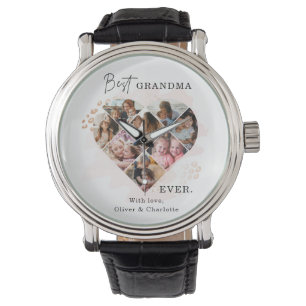 Family Photo Best Grandma Ever Heart Shape 8 Photo Watch