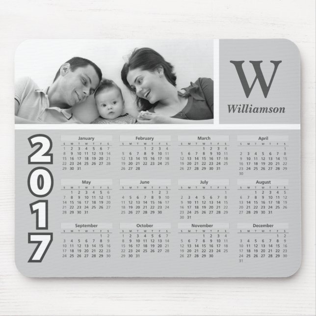 Family Photo | Black and White 2017 Calendar Mouse Mat (Front)