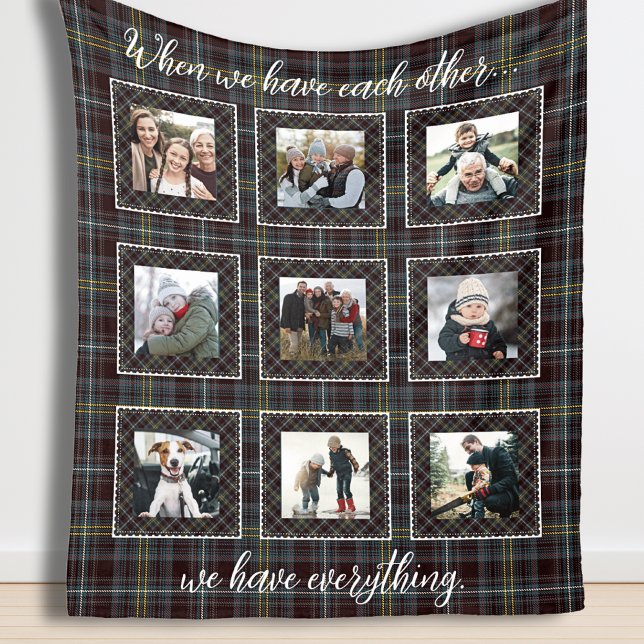 Family Photo Blanket in Rustic Patchwork Plaid (Family Photo Blanket in Rustic Patchwork Plaid)