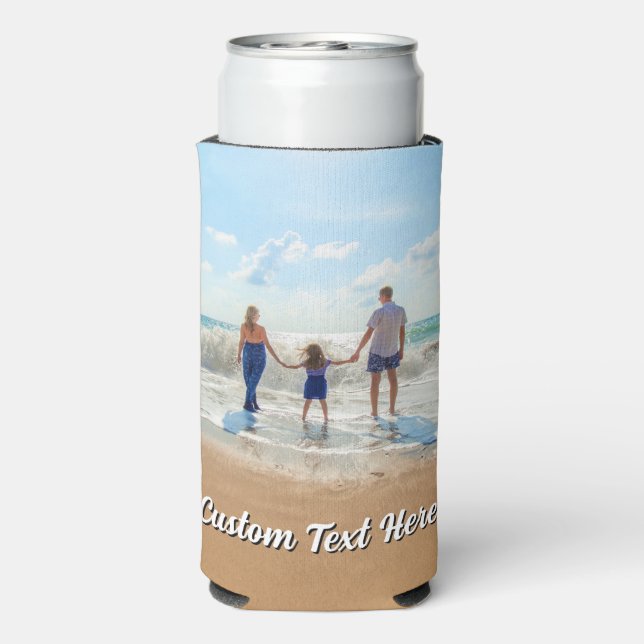 Family Photo Can Cooler Personalised Text (Seltzer Back)